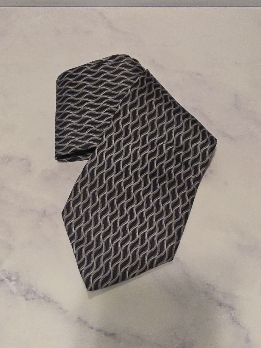 Enzo Felini Roma Paris Classic Men's Black & Gray Patterned Tie